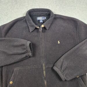 Vintage Polo‎ Ralph Lauren Fleece Jacket Mens XL Black Biswing